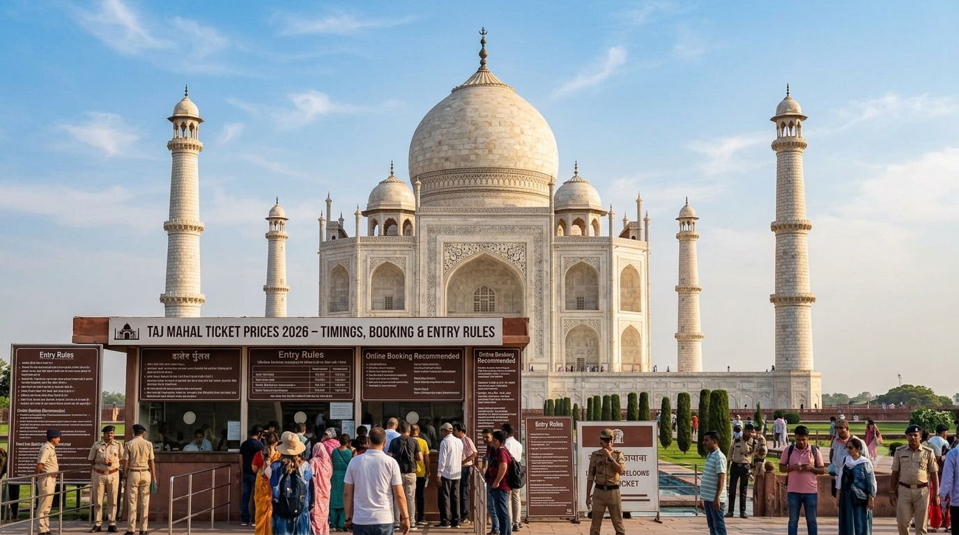 Taj Mahal Ticket Price 2026 – Timings, Booking & Entry Rules