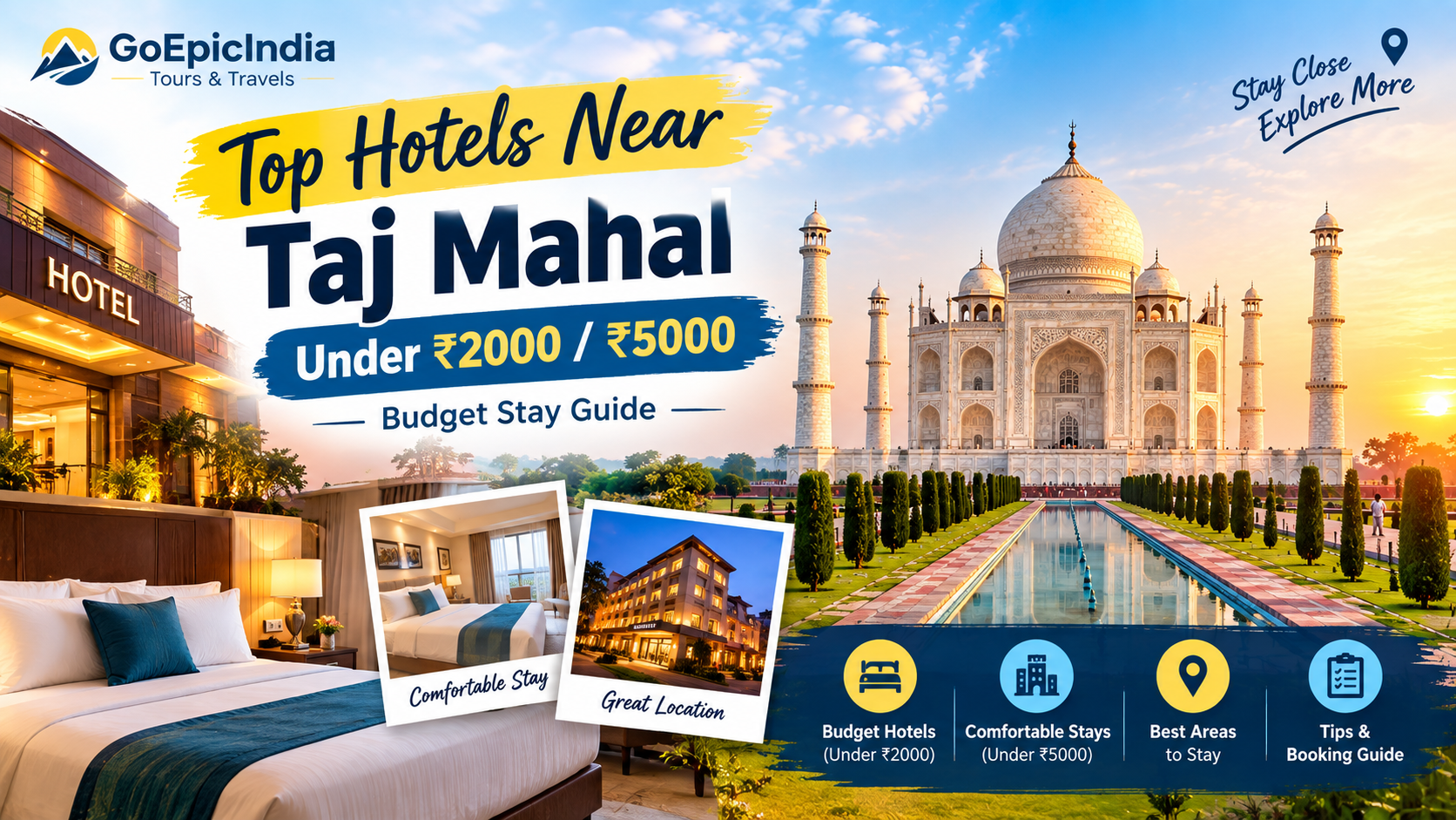 Top Hotels Near Taj Mahal Under ₹2000 & ₹5000
